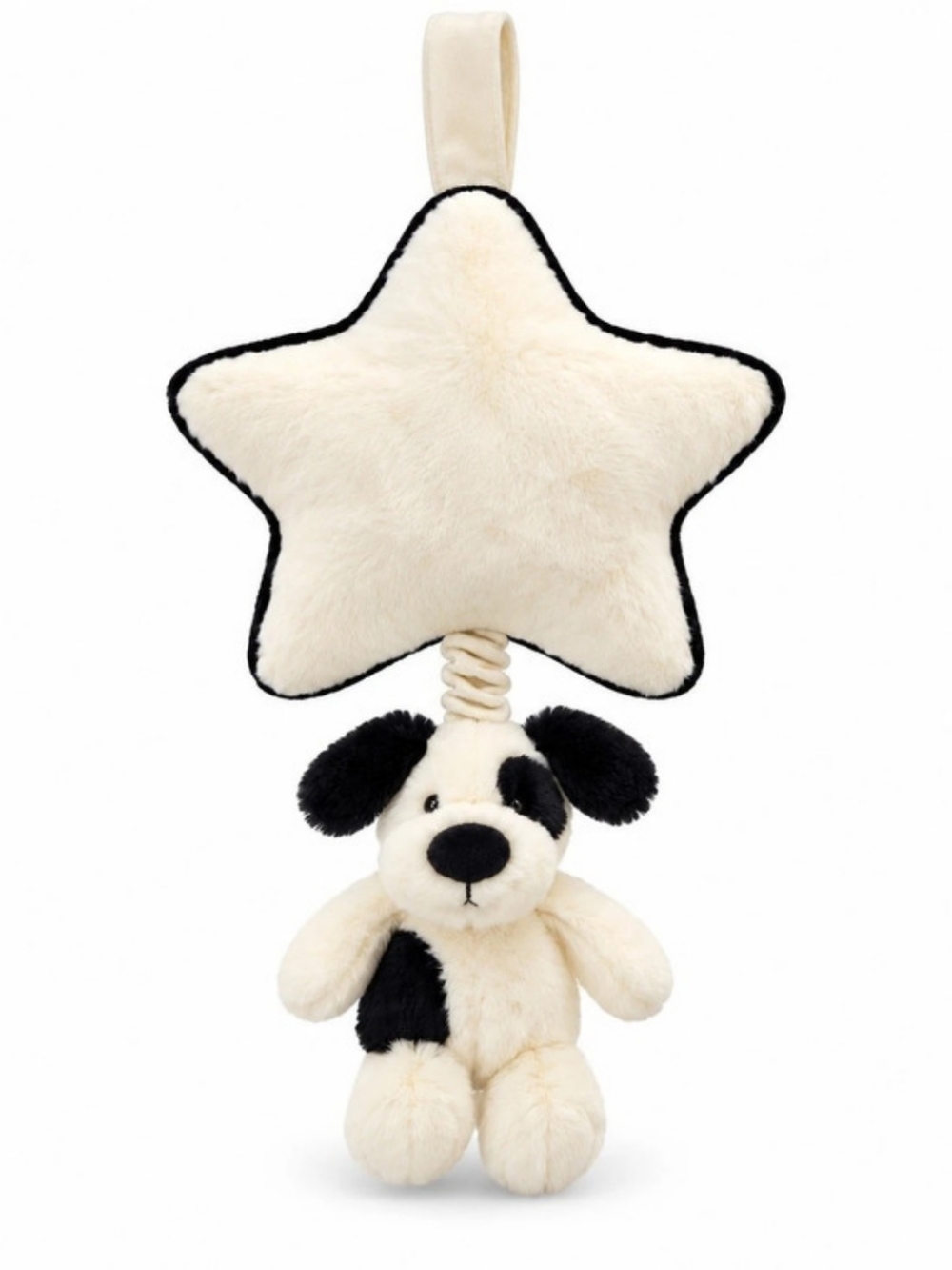 Jellycat Bashful Black & Cream Puppy Musical Pull Plush Toy Rufferty